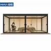 Aluminum Pergola Integrated LED Light Motor Adjustable Roof Waterproof Outdoor Shade Pavilion for Resort Commercial Project