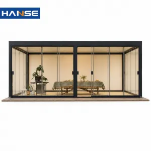 Aluminum Pergola Integrated LED Light Motor Adjustable Roof Waterproof Outdoor Shade Pavilion for Resort Commercial Project