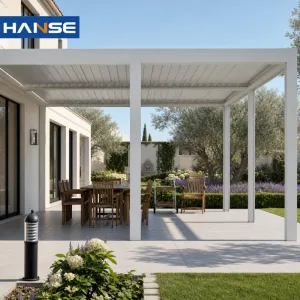 Aluminum Pergola Luxury Motorized Louver Roof Matched Outdoor Dining Set Weather Resistant for Villa Custom OEM Wholesale