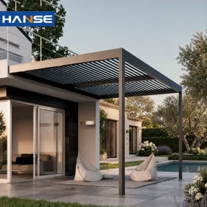 Aluminum Pergola Manual Bioclimatic Shade Roof Wind Resistant Outdoor Canopy for Mini Backyard Factory Direct