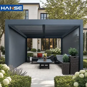 Aluminum Pergola Motor Operated Louver Roof Powder Coated Frame Waterproof Outdoor Canopy for Home Terrace Custom Size