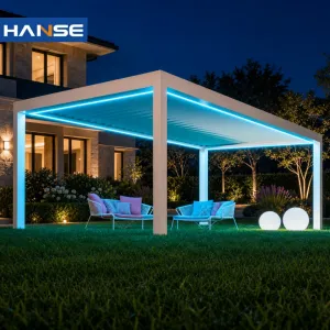 Aluminum Pergola Motorized Louver Roof Heavy Duty Commercial Outdoor Gazebo for Hotel Resort Engineering Project