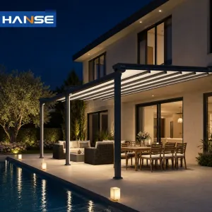 Aluminum Pergola Motorized Manual Operation Louvre Roof Waterproof Anti Rust Powder Coated Patio Gazebo for Apartment Courtyard