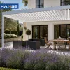 Aluminum Pergola Multi-Size Bioclimatic Motor Shade Roof Powder Coated Eco-Friendly Rust Proof Outdoor Gazebo Villa Resort