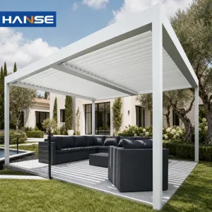 Aluminum Pergola Wind Stabilized Motor Louvre Roof Anti UV Outdoor Shelter for Pool Villa Custom Design Bulk Powder Coated