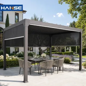 Aluminum Powder Coated Eco-Friendly Pergola Manual Adjustable Louver Roof Lightweight Outdoor Shelter for Small Balcony Garden