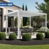 Aluminum Powder Coated Pergola Modern Minimalist Motor Adjustable Roof Waterproof Customizable Patio Canopy Outdoor Party