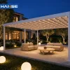 Aluminum Powder Coated Pergola Motorized Adjustable Louver Roof Waterproof Anti UV Outdoor Gazebo Backyard Villa Custom