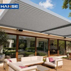 Cheap Outdoor Wall Mounted Motorized Louvered Roof Aluminum Canopy Balcony Pergola Powder Coated Modern Design Waterproof