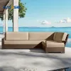 Comfortable Leisure Teak L Shape Modular Sectional Lounge Large Corner 3 Seater Sofa Garden Patio Sofa Set Outdoor Furniture