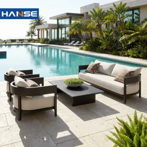 Commercial Hotel Project Contract Furniture Weather Resistant U Shaped Aluminum Outdoor Patio Set Furniture Sofa Garden