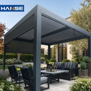 Commercial Motorized Aluminum Bioclimatic Pergola Waterproof Powder Coated Modern Outdoor Gazebo for Hotel Cafe Resort