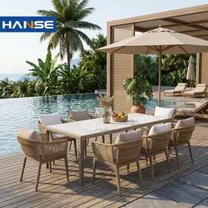 Contemporary French Dining Table and Chair Set Restaurant Outdoor Dining Table Set Garden Sets Outdoor Furniture