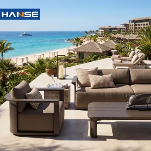 Contemporary Outdoor Furniture All-Weather Hotel Villa Aluminum Outdoor Couch Balcony Waterproof Patio Sofa for Backyard Villa