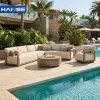 Custom Outdoor Courtyard Terrace Villa Hotel 6 Seater Small Garden Sectional Sofas Couch Furniture Sofa Set Garden