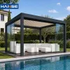 Custom Size Powder Coated Aluminum Pergola All Weather Motorized Louvre Roof Outdoor Shade Gazebo for Garden Terrace Poolside