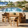 Eco-friendly Villa Resort Garden Furniture Teak Outdoor Dining Set Garden Restaurant Patio Dining Table and Chair Set