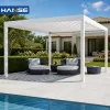 Electric Waterproof Powder Coated Aluminium Pergola Pavilion Led Light Patio Hardtop Louvered Bioclimatique Hotel Commercial