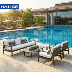 Elegant Contemporary Removable Cushion Design Aluminum Outdoor Sectional Sofa Weather Resistant Poolside Garden Set