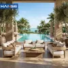Factory Custom Modern Natural Weathered Outdoor Teak Sofa Set for Courtyard Park Hotel Villa