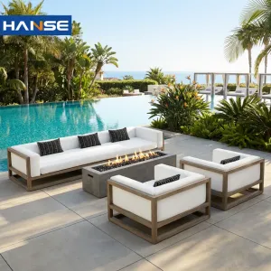 Gardeners Modern Poly Teak Wood Furniture With Cushions Sofa Set Living Room Sectional Bed Outdoor Sofa Furniture