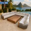 Heavy Duty Deep Seating Outdoor Teak Sofa Set 7 Piece Large Backyard Patio Sectional Furniture for US Distributors