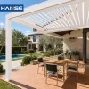 High-End Windproof Aluminum Pergola Custom Size Bioclimatic Louver Roof Pavilion for Luxury Villa Poolside