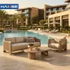 Manufacturer Custom Natural Teak Luxury Villa Hotel Modern Outdoor Lounge Sofa Set Waterproof