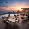 Modern Eco-friendly Outdoor Wood Metal Garden Tea Table and Chair Set for Bedroom Living Room Restaurant Use