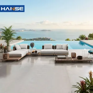 Villa Waterproof Teak Wood Seat Set Modern Luxury Outdoor Sofa Furniture Patio Garden Sofa Teak 5 Seater 3 Seater