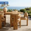 Homestay Club Use Modern Minimalist Design Villa Garden Courtyard Terrace Outdoor Teak Solid Wood Dining Table Chair Set