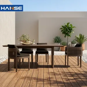 Hot Sale Brown Patio Furniture Aluminum Dining Set Garden Table and Chairs Modern Outdoor Tables and Chair Garden Dining Set