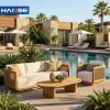 Hot Sale Contemporary Teak Wooden Outdoor Sofa Set for Dining Hotel Courtyard Park Farmhouse-Modern Patio Garden Furniture