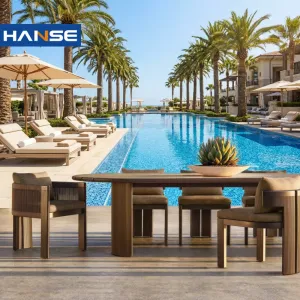 Hot Selling Good Quality Outdoor Patio Furniture Wood Modern Aluminium Outside Garden Set Dining Table Set 8 Seater