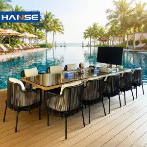Hot Selling Wood French Outdoor Dining Furniture Set Garden Luxury Courtyard Furniture Garden Table Chairs Set