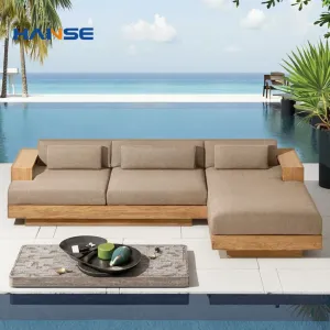 Hot Selling Teak Sofa Villa Wooden Leisure Seat Hotel Terrace Modern Custom Outdoor Waterproof Eco-Friendly Garden Sofas