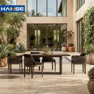 Hotel Backyard Dining Sets Aluminum Villa Outside Table and Chairs Resort Patio Garden Table Chair Set Outdoor Dining Furniture