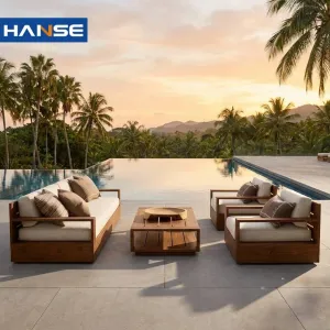 Hotel Villa Custom Contemporary Gardencushionsofas Sofa Sets Outdoor Teak Wood Patio Garden Furniture