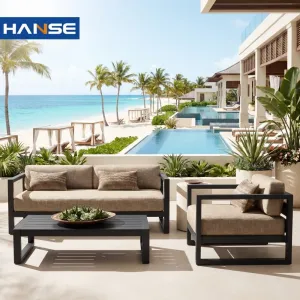 Indonesia Project Customization Hotel Resort Garden Outdoor Living Room Furniture Metal Sofas Set Aluminum Frame Sofa Seat