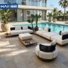 Kiln Dried Grade a Teak Outdoor Sofa Set Stainless Steel Hardware UV Fade Resistant Hotel Poolside Lounge Furniture