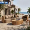 Leisure Villa Waterproof Furniture Outdoor Sofa Solid Wood Sofa Garden Set Outdoor Waterproof Teak Sofa Patio Set Combination
