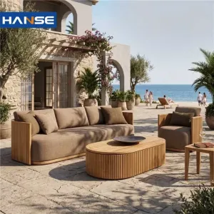 Leisure Villa Waterproof Furniture Outdoor Sofa Solid Wood Sofa Garden Set Outdoor Waterproof Teak Sofa Patio Set Combination