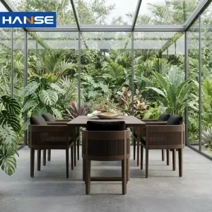 Luxury Aluminum Outdoor Dining Table and Chair Set for Hotel Villa Garden Park Backyard Cafe Patio Resort Courtyard