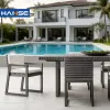 Luxury Modern Bistro Outdoor Pool Aluminum Dining Tables and Chair Set 6 Seater for Hotel Courtyard Use