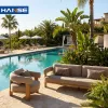 Luxury Modern Hotel Teak Wood Garden Lounge Sofa Set Outdoor Patio Furniture Durable Waterproof