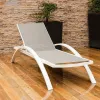 Luxury Modern Outdoor High Back Pool Edge Deck White Plastic Lounge Chair with Metal Frame for Hotel Villa Use