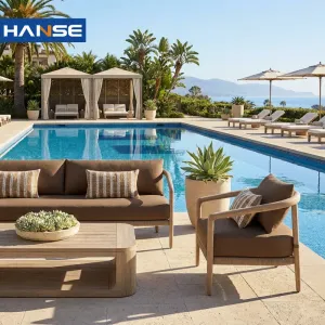 Luxury Outdoor Furniture Lounger Teak Lounge Chair Patio Teak Wood Sofas Wooden Garden Furniture Corner Sofa