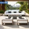 Luxury Teak Outdoor Lounge Set Modern Recliner Sofa Seating for Hotel Villa Patio Deck Garden Deep Seating Cushions