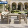 Minimalist Contemporary Style Garden Furniture Set Wooden Dining Set Comfortable Outdoor Dining Table Set Solid Teak Wood