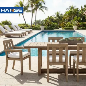 Minimalist Modern Casual Style Hotel Villa Furniture Teak Wood Series Restaurant Outdoor Garden Sets Dining Table and Chair Set